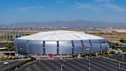 Jul 20, 2023; Glendale, Arizona, USA; Aerial overall view of State Farm Stadium the home of the NFL Arizona Cardinals. Mandatory Credit: Mark J. Rebilas-Imagn Images