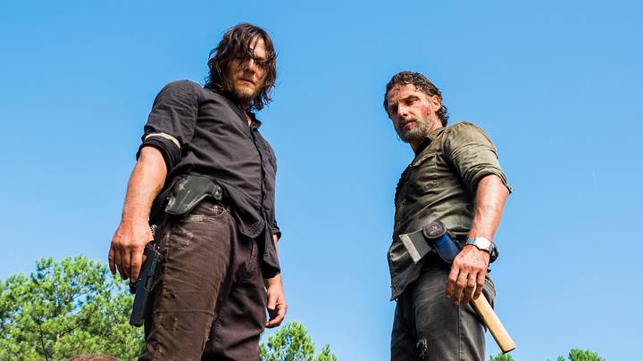 Charles Halford as Yago, Norman Reedus as Daryl Dixon, Andrew Lincoln as Rick Grimes - The Walking Dead season 8