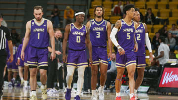 Jan 6, 2024; Hattiesburg, Mississippi, USA; James Madison Dukes players Noah Freidel (1), Xavier
