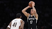 Dec 6, 2025; Brooklyn, New York, USA; Brooklyn Nets forward Michael Porter Jr. (17) looks to pass as New Orleans Pelicans guard Saddiq Bey (41) defends during the second half at Barclays Center. Mandatory Credit: Vincent Carchietta-Imagn Images