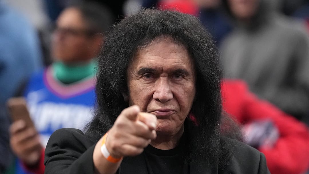 Kiss bassist Gene Simmons attends a game