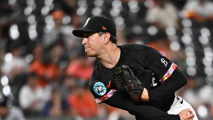 Aug 22, 2025; Baltimore, Maryland, USA;  Baltimore Orioles pitcher Matt Bowman (51) throws a pitch during the seventh inning against the Houston Astros at Oriole Park at Camden Yards. Mandatory Credit: James A. Pittman-Imagn Images