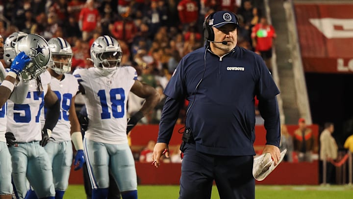 Dallas Cowboys coach Mike McCarthy stands on the sideline during his team's game against the San Francisco 49ers. Dallas Cowboys coach Mike McCarthy stands on the sideline during his team's game against the San Francisco 49ers.