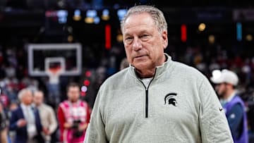 Michigan State head coach Tom Izzo walks off the court after 77-74 loss to Wisconsin at the Big Ten Tournament semifinal at Gainbridge Fieldhouse in Indianapolis, Ind. on Saturday, March 15, 2025.
