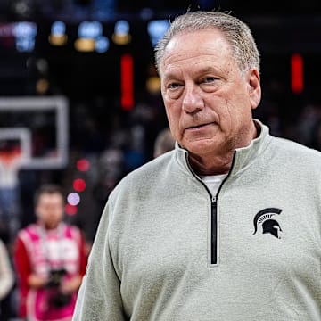 Michigan State head coach Tom Izzo walks off the court after 77-74 loss to Wisconsin at the Big Ten Tournament semifinal at Gainbridge Fieldhouse in Indianapolis, Ind. on Saturday, March 15, 2025.