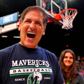 May 15, 2022; Phoenix, Arizona, USA; Dallas Mavericks owner Mark Cuban reacts after game seven of the second round for the 2022 NBA playoffs against the Phoenix Suns at Footprint Center. Mandatory Credit: Mark J. Rebilas-USA TODAY Sports