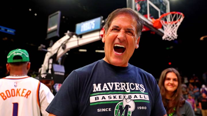 May 15, 2022; Phoenix, Arizona, USA; Dallas Mavericks owner Mark Cuban reacts after game seven of the second round for the 2022 NBA playoffs against the Phoenix Suns at Footprint Center. Mandatory Credit: Mark J. Rebilas-USA TODAY Sports