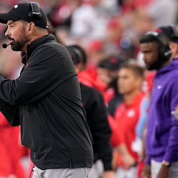 Sep 7, 2024; Columbus, Ohio, USA; Ohio State Buckeyes head coach Ryan Day applauds his defense during the first half of the NCAA football game against the Western Michigan Broncos at Ohio Stadium.