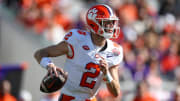 Dec 29, 2023; Jacksonville, FL, USA;  Clemson Tigers quarterback Cade Klubnik (2) looks to pass the ball against the Kentucky Wildcats in the second quarter during the Gator Bowl at EverBank Stadium. Mandatory Credit: Nathan Ray Seebeck-USA TODAY Sports