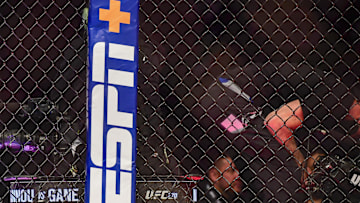 A view of the ESPN logo before UFC 270 at Honda Center.
