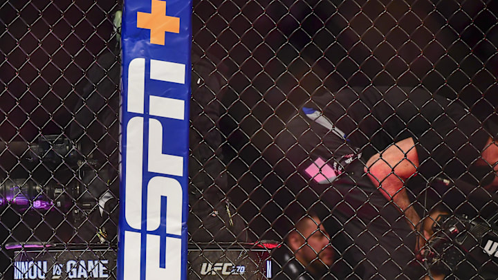 A view of the ESPN logo before UFC 270 at Honda Center. A view of the ESPN logo before UFC 270 at Honda Center.
