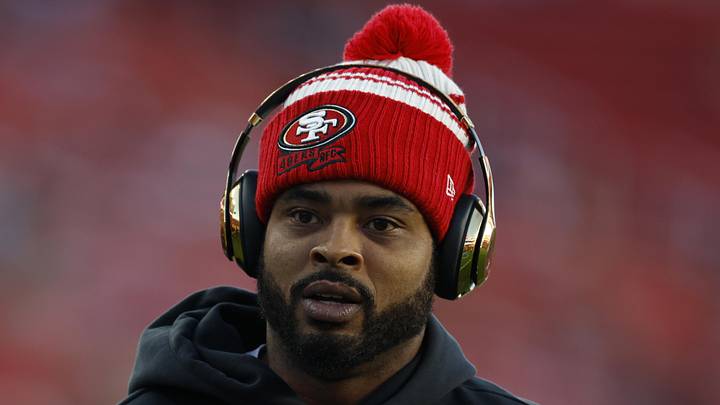 Dec 28, 2025; Santa Clara, California, USA; San Francisco 49ers wide receiver Jauan Jennings (15) warms up before the game against the Chicago Bears at Levi's Stadium. Mandatory Credit: Sergio Estrada-Imagn Images