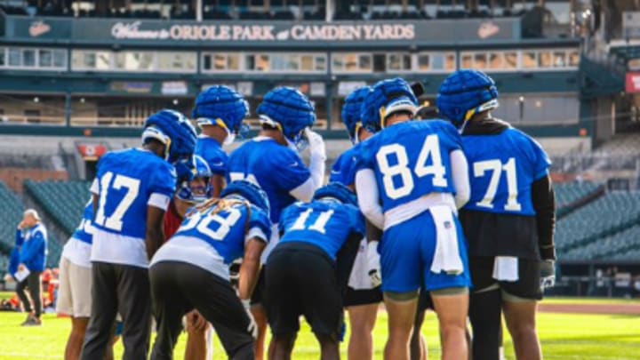 The Rams are practicing at Camden Yards, home to the Baltimore Orioles, in the lead-up to a Week 7 tilt against the Jaguars in London. The Rams are practicing at Camden Yards, home to the Baltimore Orioles, in the lead-up to a Week 7 tilt against the Jaguars in London.