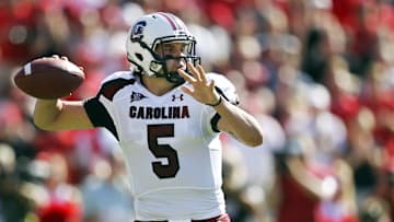 September 10, 2011; Athens, GA, USA; South Carolina quarterback Stephen Garcia (5). Mandatory Credit: Daniel Shirey-Imagn Images