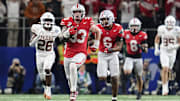Ohio State Buckeyes' Jack Sawyer returns a fumble for a touchdown during the Cotton Bowl Classic College Football Playoff