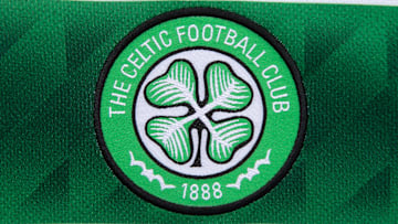 Club Crest - Glasgow Celtic FC MANCHESTER, ENGLAND - MAY 15: The official club badge of Glasgow Celtic FC on a home shirt on May 15, 2024 in Manchester, England. (Photo by Visionhaus) Manchester Prestwich England United Kingdom Copyright: xVisionhausx 776004101