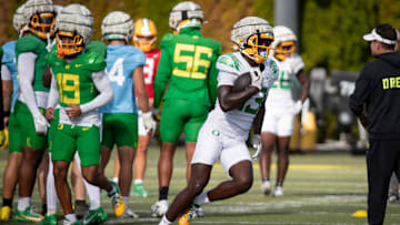At 6-2, 207 Jurrion Dickey is one of the bigger receivers in the Oregon wide receiver room, a fluid athlete who was the No. 44 recruit in the country in 2023.