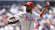 Philadelphia Phillies starting pitcher Cristopher Sanchez delivers during the first inning against the against the San Diego Padres at Petco Park. 