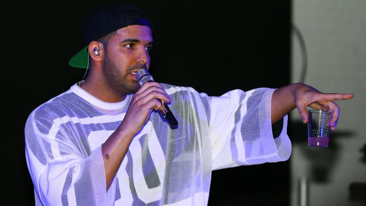 Feb 1, 2014; New  York, NY, USA; Recording artist/rapper Drake performs during the Revolt Party at the Time Warner Cable Studios. Mandatory Credit: Mark J. Rebilas-USA TODAY Sports