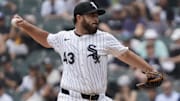 Chicago White Sox pitcher Aaron Civale (43) throws against the Cleveland Guardians at Rate Field. 