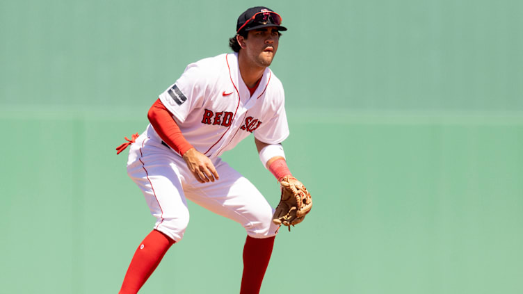 Marcelo Mayer, the top prospect in the Red Sox organization, appears in a spring training game last season against the New York Yankees. Mayer is still a long way from becoming an every day major leaguer.