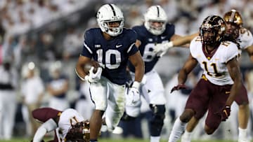 Oct 22, 2022; University Park, Pennsylvania, USA; Penn State Nittany Lions running back Nicholas Singleton (10)