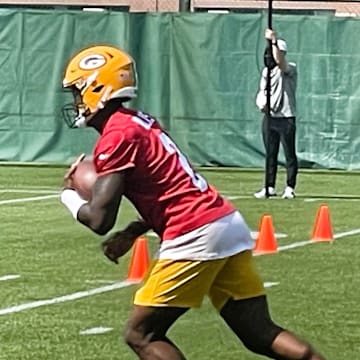 Packers QB Malik Willis at practice on Thursday.