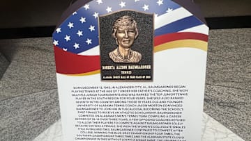 Roberta Alison Baumgardner's plaque at the Alabama Sports Hall of Fame