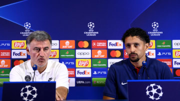 Galtier et Marquinhos en conférence de presse avant PSG - Macabi Haïfa