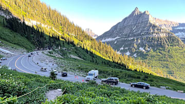 Cars stop to take pictures along Glacier National Park's Going-to-the-Sun road on June 26, 2021.

Going To The Sun Road 6