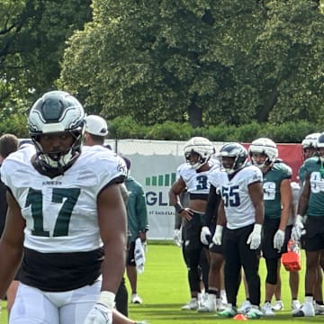 Eagles linebacker Nakobe Dean at training camp