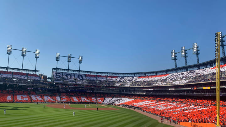 Before Miguel Cabrera's final game Oct. 1, 2023, fans at Comerica Park held up signs that put