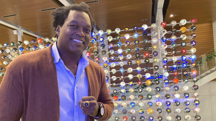 LaVar Arrington is pictured at the College Football Hall of Fame in Atlanta before the 2023 Peach Bowl.