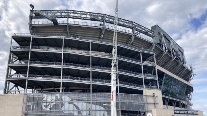 A general view of construction outside Penn State's Beaver Stadium prior to the 2024 college football season.