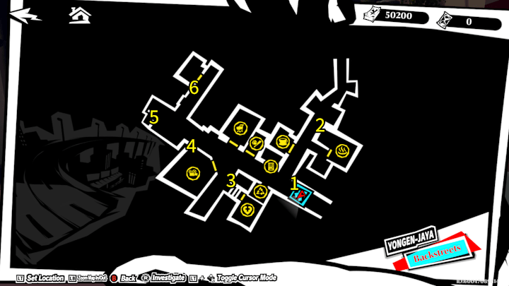 A map of Yongen-Jaya with the locations of Tabby's Treasures marked.