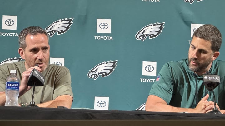 Eagles GM Howie Roseman and head coach Nick Sirianni