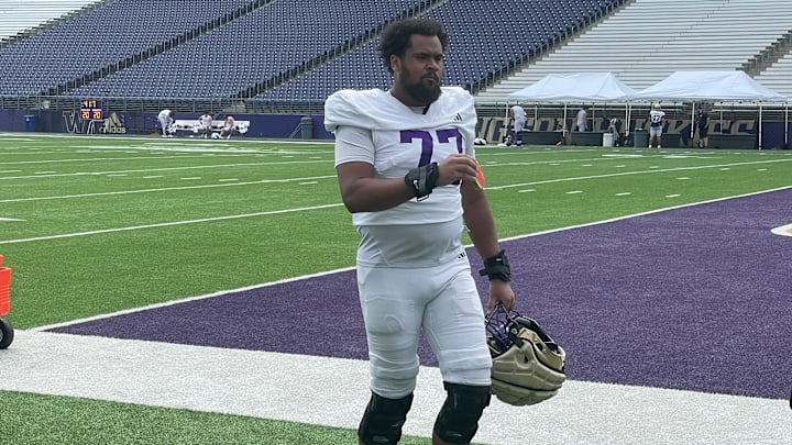 Max McCree heads to the locker room after a UW practice. 