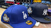 Lids, inside the Mall of Victor Valley, received a fresh shipment of Los Angeles Dodgers and New York Yankees hats with World Series patches on Wednesday, Oct. 23, 2024.