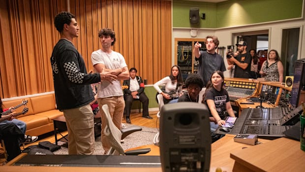 Jaelan Phillips Giving Advice to MusicReach Students
