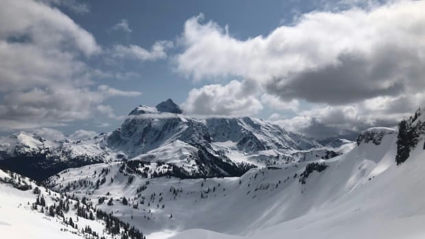 A view of snowy Mt. Shuksan in the distance