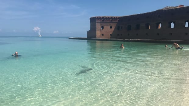 Clear water at Dry Tortugas National Park surrounding Fort Jefferson