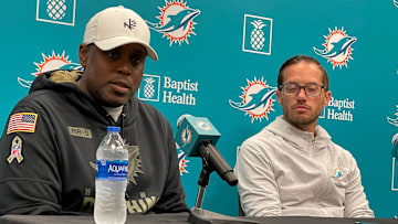 Dolphins general manager Chris Grier and coach Mike McDaniel address reporters Tuesday.

Img 9284