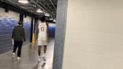 Indiana Pacers center James Wiseman walks down the hallway of Gainbridge Fieldhouse on 2024 media day on September 30, 2024. (Mandatory Photo Credit: Pacers On SI)