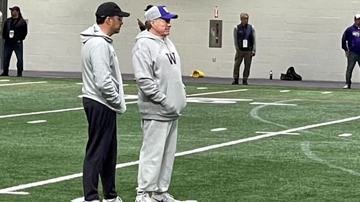 Bill Belichick Shows up to Spring Practice in Husky Gear, Turns Heads