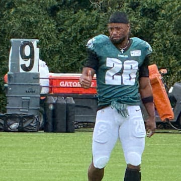 Running Back Saquon Barkley gets his work in during training camp.