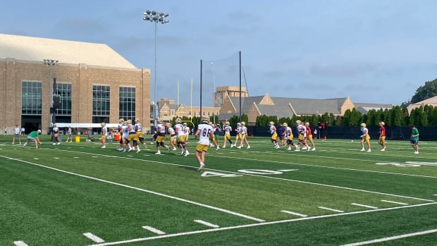 Notre Dame officially gets practice underway on the first day of fall camp 2024.