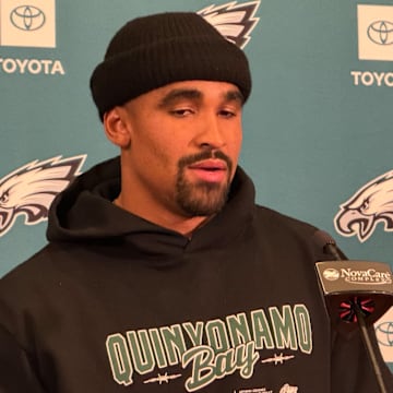 Jalen Hurts answers questions leading up to the Week 11 game against the Lions.