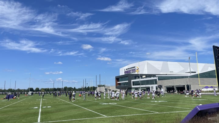 Vikings players at TCO Performance Center for training camp practice on Tuesday, August 6.