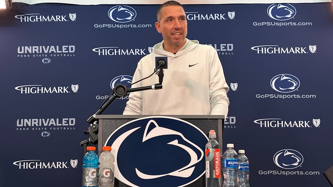 Penn State Nittany Lions football coach Matt Campbell speaks during a press conference at Beaver Stadium.