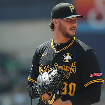 Aug 24, 2025; Pittsburgh, Pennsylvania, USA;  Pittsburgh Pirates starting pitcher Paul Skenes (30) pitches against the Colorado Rockies during the second inning at PNC Park. Mandatory Credit: Charles LeClaire-Imagn Images